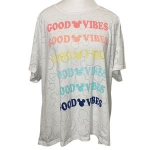 Disney Rainbow “Good Vibes” Mickey Mouse Sleep T-Shirt Women’s 18W-20W Lounge